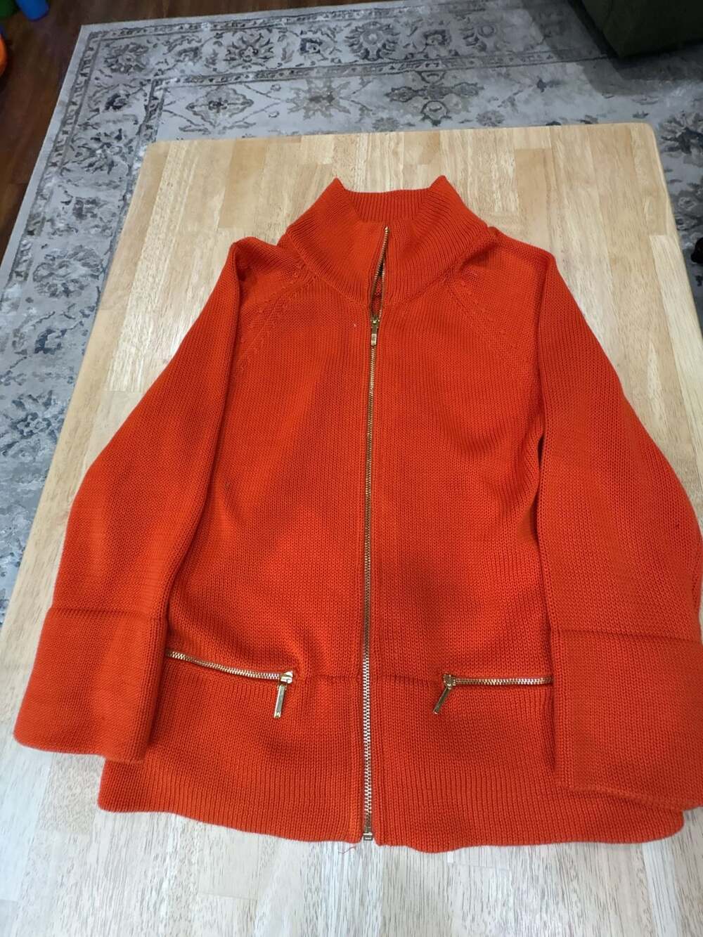 Lauren Ralph Lauren Mercerized Cotton Full Zip Knit Cardigan Sweater Size M